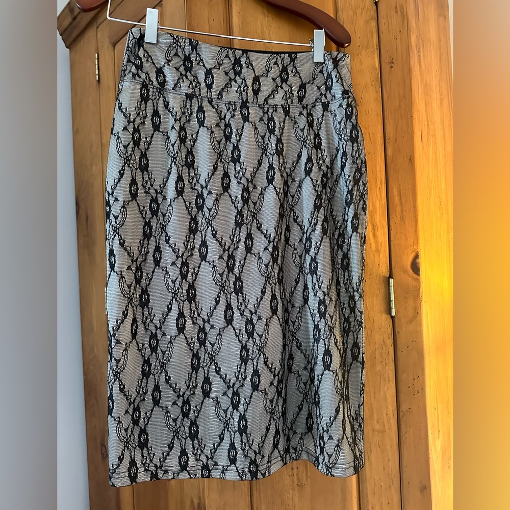 Very pretty skirt pull on style stretchy, black lace over nude underlay
